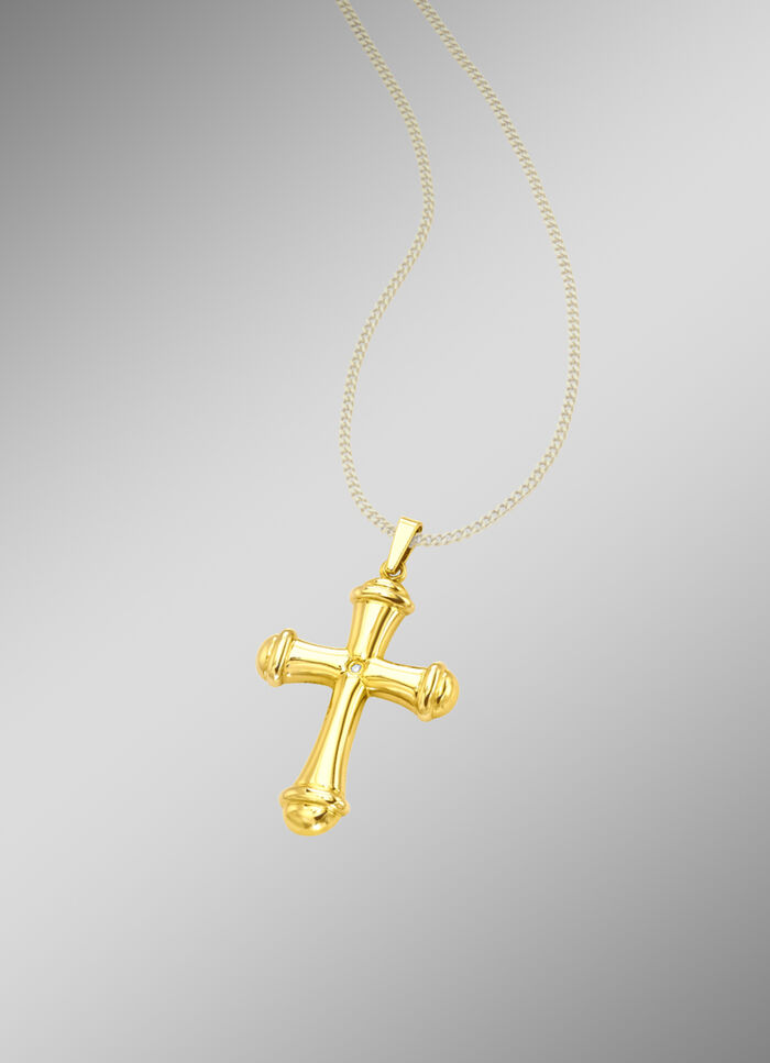 Schön ausgearbeiteter Kreuz-Anhänger mit Diamant 