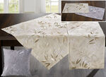 Bestickte Tisch- und Raumdekoration mit Gräser- und Blätter-Dessin SILBER
