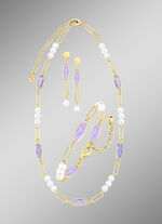 Schmuckset, 3-teilig, aus Messing mit Kristallsteinen 