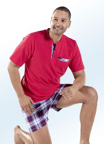 Zweierpack Shortys mit Knopfleiste, Brusttasche und sch&ouml;nem Karodessin 