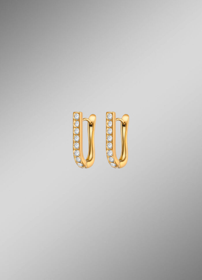 Stilvolle Klappcreolen aus Edelstahl mit Kristallen 