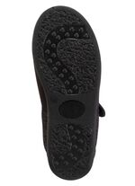 Spangenschuh aus weichem, teilweise meliertem Textilmaterial 