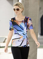 Shirt mit Rundhalsausschnitt in 2 Farben JEANSBLAU-ORANGE-SCHWARZ