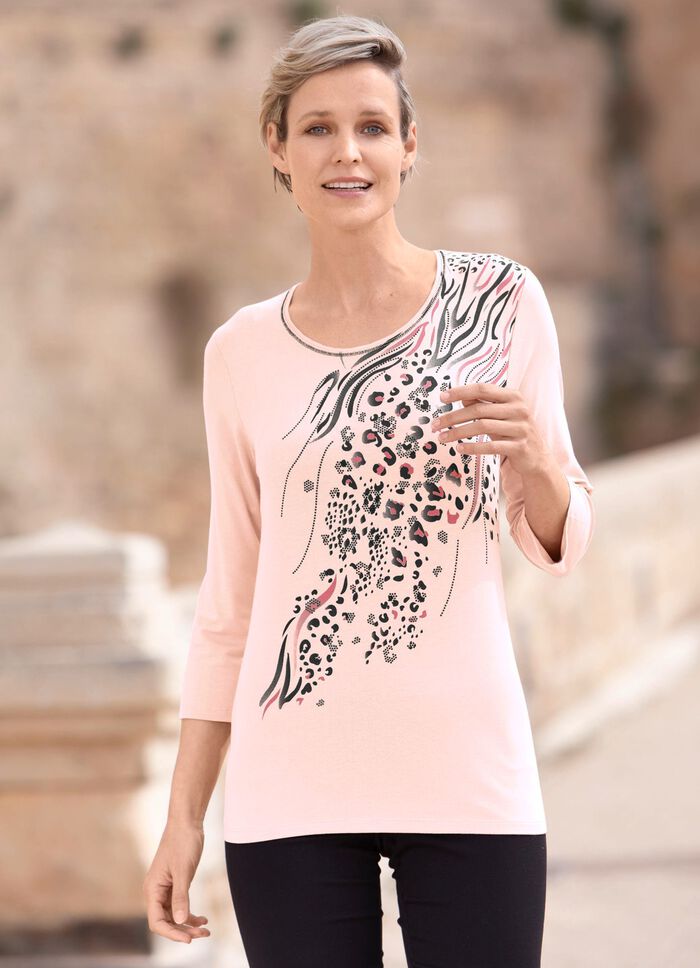 Shirt mit Flatlock-Naht in 2 Farben PUDERROSÉ