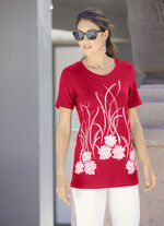 Longshirt mit Kontrast-Druck in 2 Farben ROT