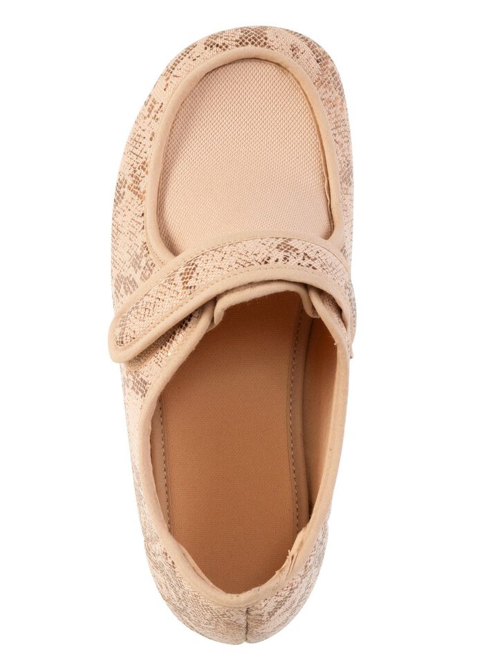 ELENA EDEN Hausschuh aus teilweise gl&auml;nzend bedrucktem Textilmaterial BEIGE