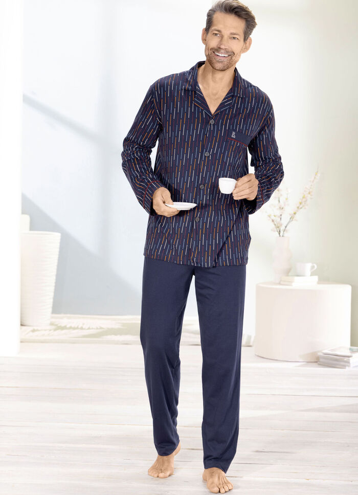 Schlafanzug von pastunette for men mit durchgeknöpftem Oberteil 