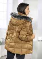 Daunenjacke mit abnehmbarer Kapuze 