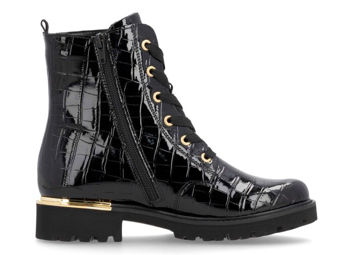 Remonte, stylische Damen-Stiefeletten, Winterschuhe, Weite G, mit herausnehmbarem Fu&szlig;bett SCHWARZ-GOLD