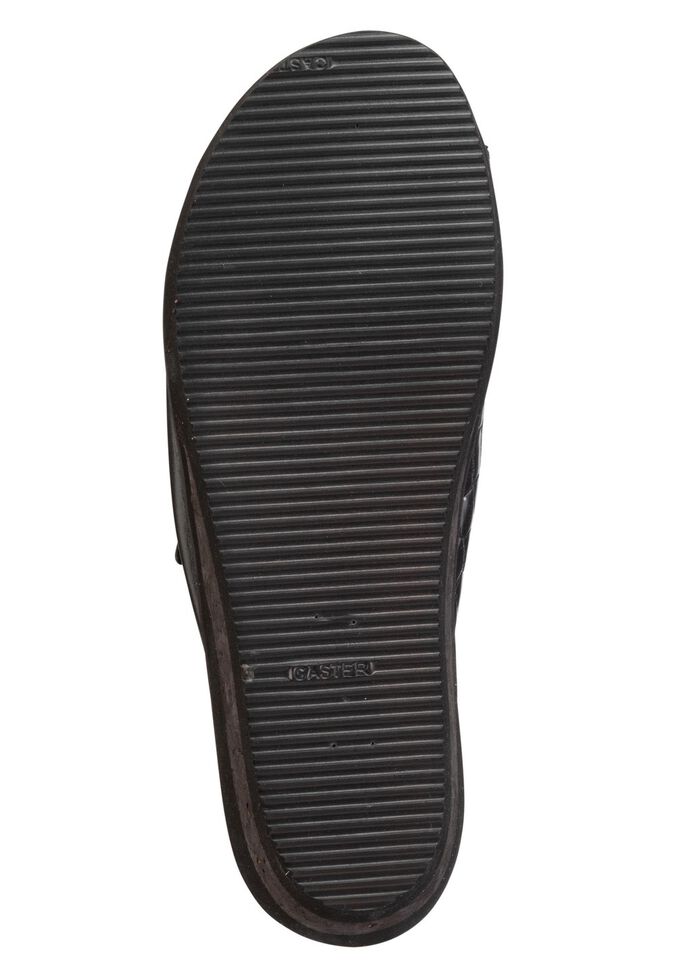 Pantolette aus Nappaleder und krokogepr&auml;gtem Lackleder 