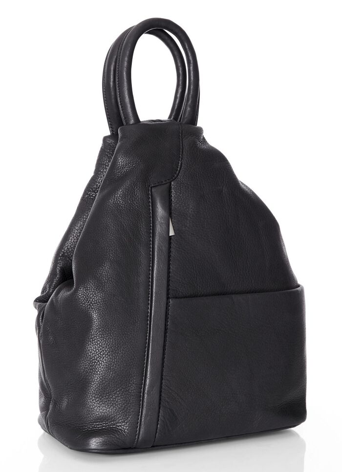 Laurina, Rucksack, Damen, mit zwei durch Rei&szlig;verschluss teilbare Umh&auml;ngeriemen SCHWARZ