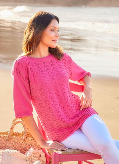 Pullover mit aufwendigem Ajour-Wellenmuster 