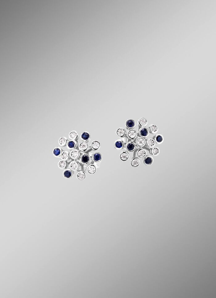 Hochwertige Ohrstecker mit Safir und Brillanten 