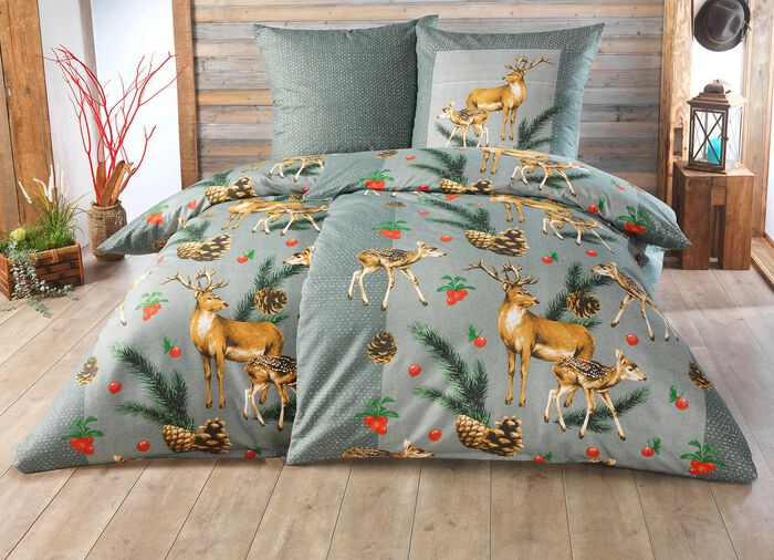 Biber Bettwäsche-Garnitur von Dobnig GRÜN