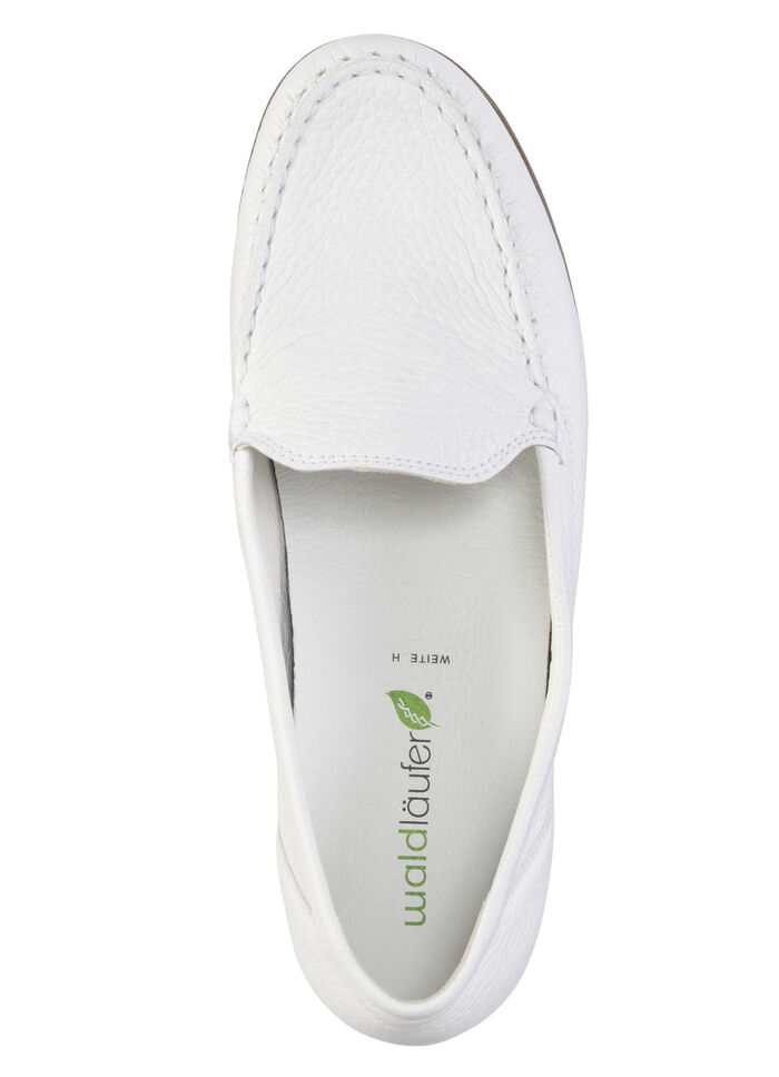 Waldläufer, bequeme Damen-Slipper, Weite H, mit herausnehmbarem Fußbett WEISS