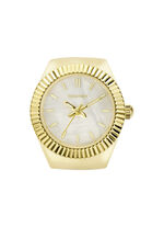 Goldfarbene Quarz-Ringuhr mit Zugband 