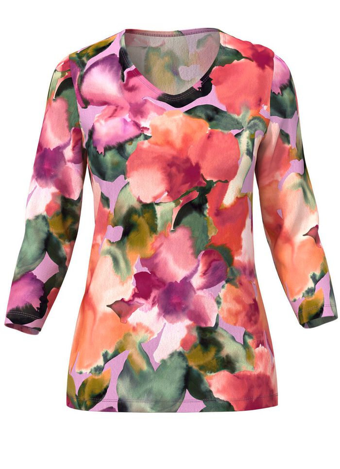 Pullover in floralem Feinstrick 