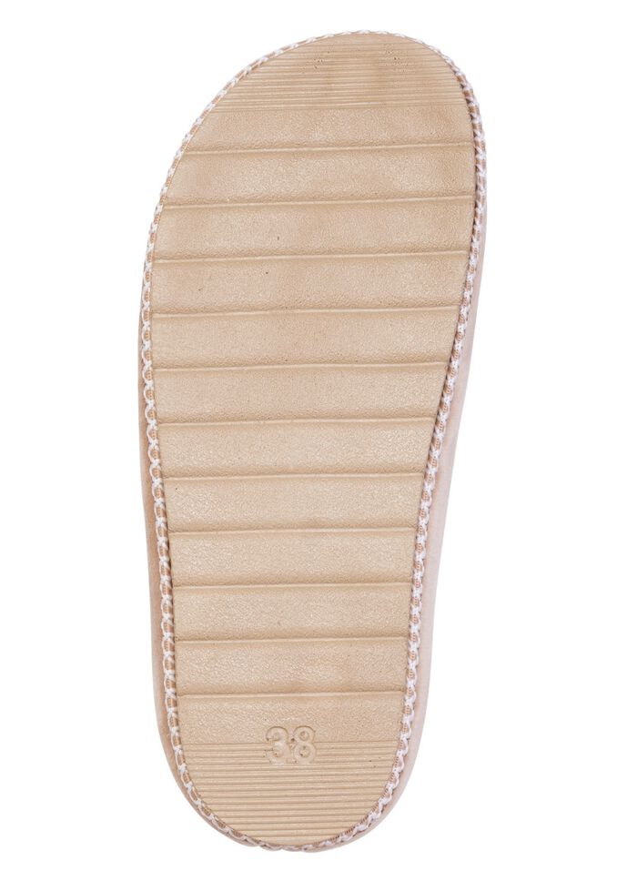 Laurina, klassische Damen-Hausschuhe, Weite G, mit gemusterter Bord&uuml;re BEIGE