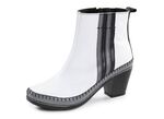 Gemini Stiefelette aus Rind-Nappaleder mit Kontraststreifen WEISS-GRAU-SCHWARZ