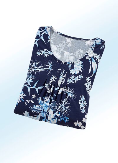 Longshirt mit dezenter F&auml;ltelung in 4 Farben 