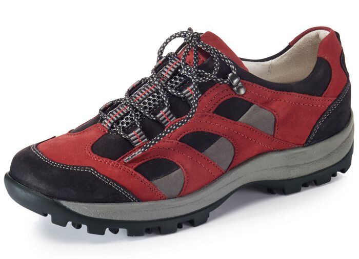 Waldl&auml;ufer, sportliche Damen-Schn&uuml;rschuhe, Weite H, mit herausnehmbarem Fu&szlig;bett GRANATROT-SCHWARZ-GRAU