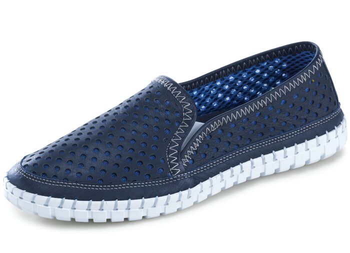 Gemini Slipper mit sommerlich perforiertem Rind-Nappaleder MARINE