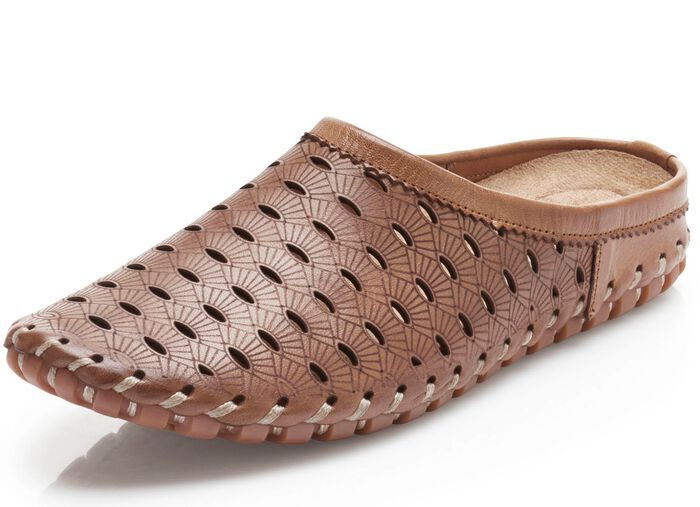 Gemini, sommerlicher Damen-Sabot, Weite G, mit herausnehmbarem Fu&szlig;bett COGNAC