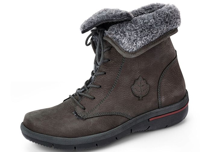 Waldl&auml;ufer Schn&uuml;r-Stiefelette mit kuscheligem Webpelzkragen 