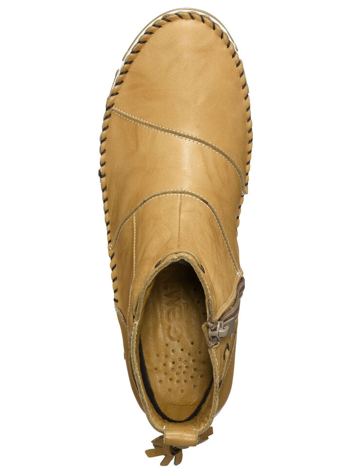 Gemini Mokassin-Stiefelette aus Rind-Nappaleder mit Knitter-Struktur GELB