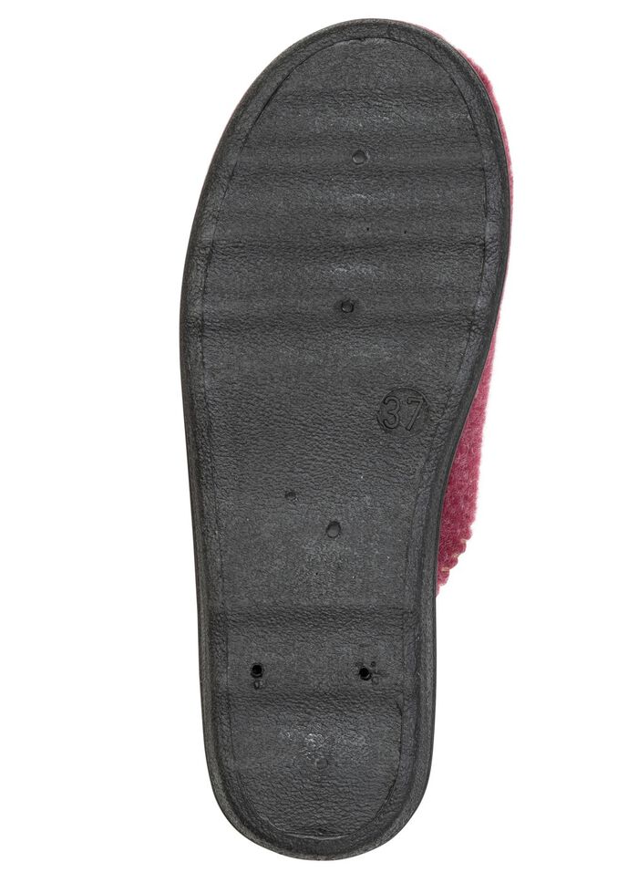 Gef&uuml;tterte Damen-Hausschuhe, mit Schurwolle BORDEAUX