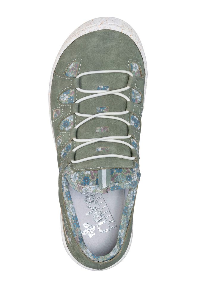 Rieker Slipper aus weichem Nubukmaterial SCHILFGR&Uuml;N-BUNT