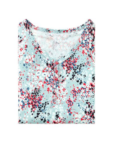 Laurina Nachthemd mit Bord&uuml;rendruck und Knopfleiste 