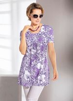 Wunderschönes allover gemustertes Longshirt in 2 Farben LILA-WEISS