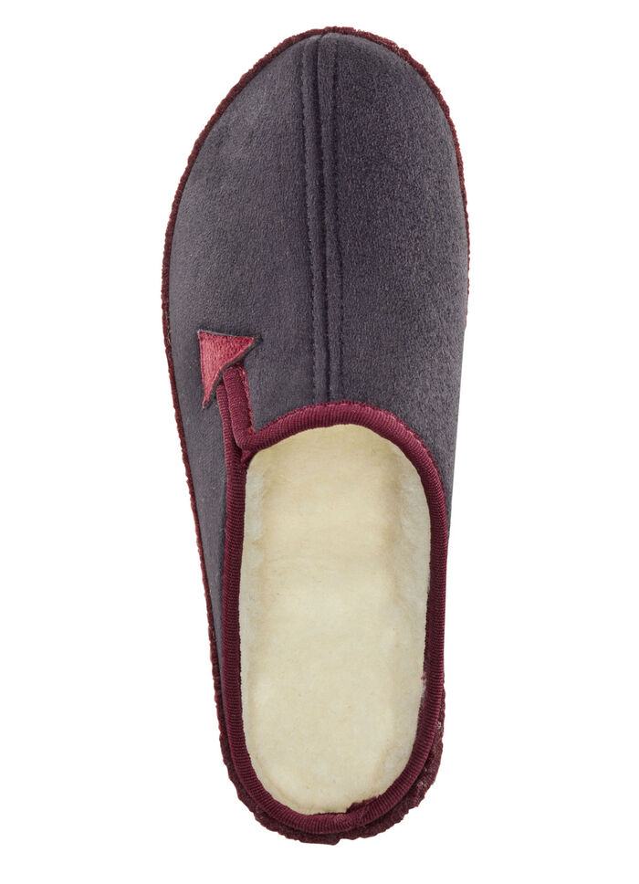 Atmungsaktive Damen-Hauschuhe, mit Gummizug SCHWARZ-BORDEAUX