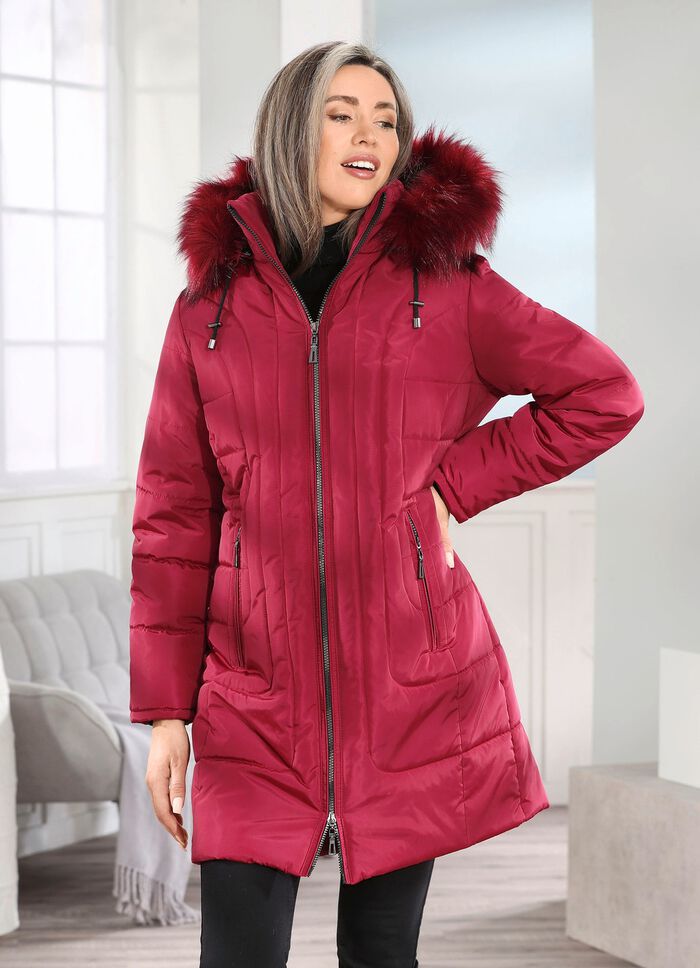 Kurzmantel mit 2-Wege-Reißverschluss KARMINROT