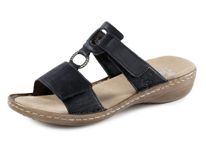 Rieker Pantolette mit dezenter Prägung und Metallschmuck SCHWARZ