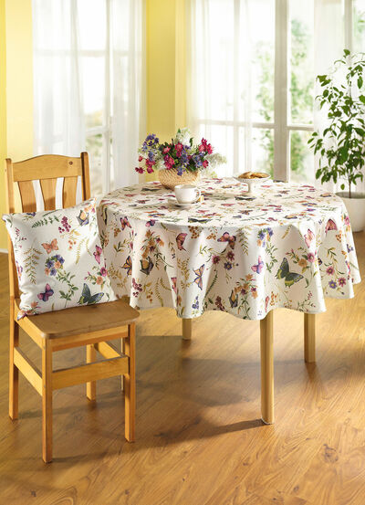 Frühlingshaft bedruckte Tisch- und Raumdekoration 