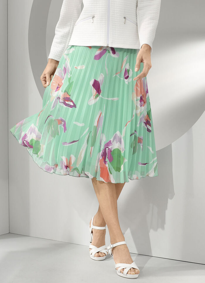 Plissee-Rock in floraler Dessinierung 