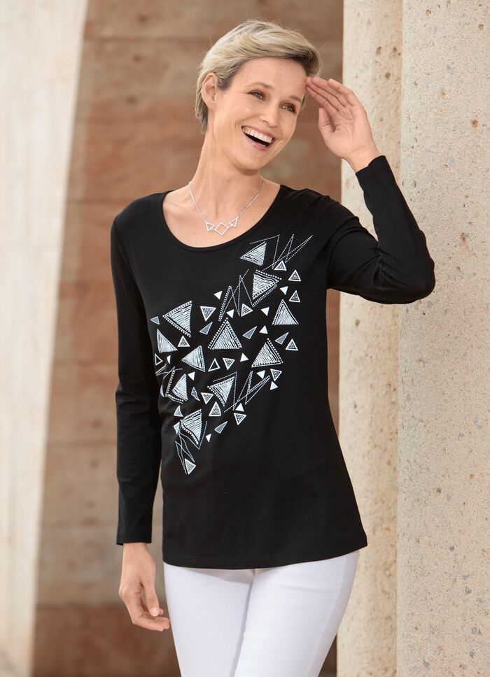 Shirt mit Kontrastdruck SCHWARZ