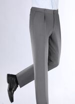 "Klaus Modelle"-Hose mit Bundfalten in 3 Farben MITTELGRAU MELIERT