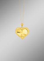 Diamantierter und satinierter Herz-Anh&auml;nger mit Struktur 