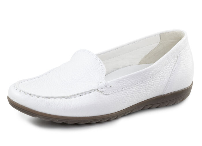 Waldläufer, bequeme Damen-Slipper, Weite H, mit herausnehmbarem Fußbett WEISS