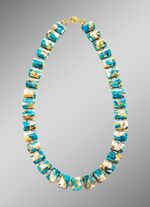 Halskette mit beh. T&uuml;rkis und beh. Perlmutt 