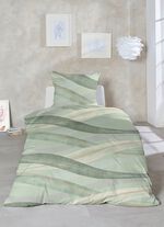 B&uuml;gelleichte Feinbiber Bettw&auml;sche-Garnitur GR&Uuml;N