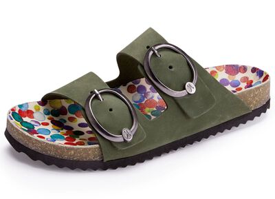 Andrea Conti Pantolette mit bunt bedrucktem Lederfu&szlig;bett 