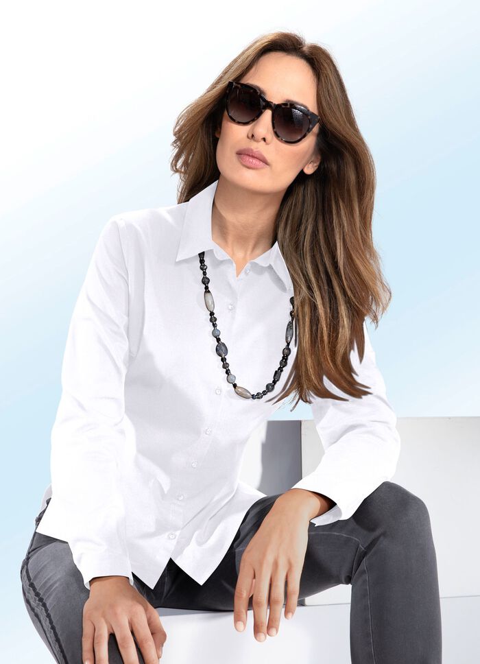 Bluse mit Hemdkragen WEISS