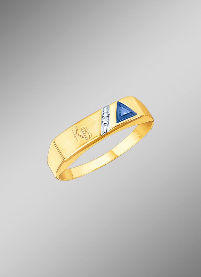 Damenring mit Diamant und Safir 