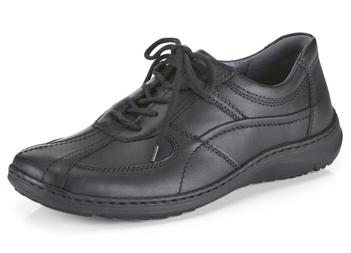 Waldl&auml;ufer, bequeme Herren-Schn&uuml;rschuhe, Weite H, mit herausnehmbarem Fu&szlig;bett SCHWARZ