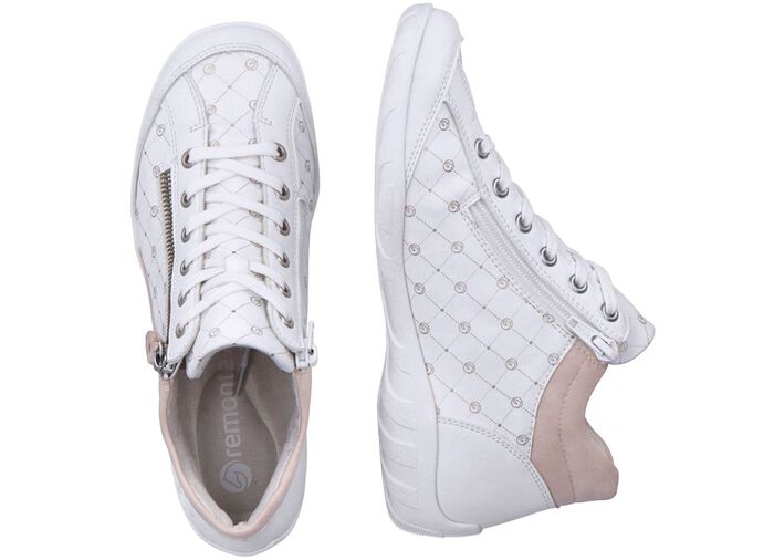 Remonte Schn&uuml;r-Bootie aus bedrucktem und metallisch schimmerndem Synthetikmaterial 