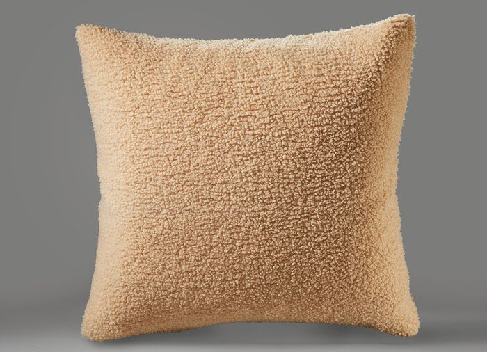 Decken und Kissen mit flauschig weicher Teddy-Vorderseite CAMEL